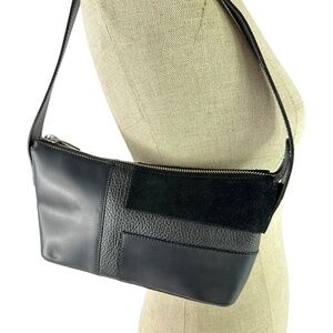 Genuine Vintage BURBERRY Black Leather Suede Shoulder Bag Purse